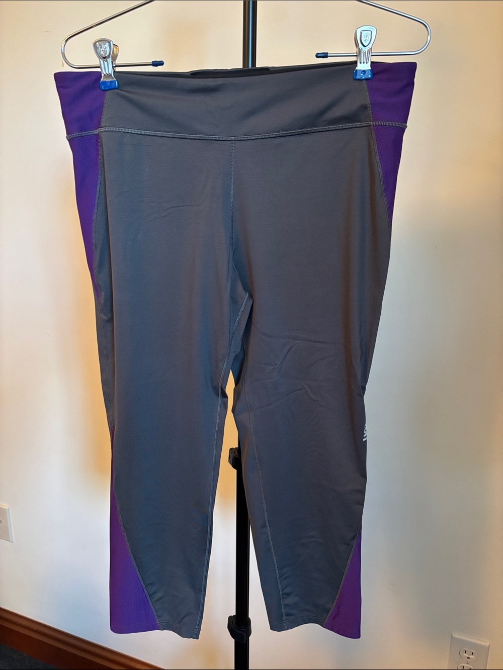LSA Gray with Purple Side Panel Performance Leggings